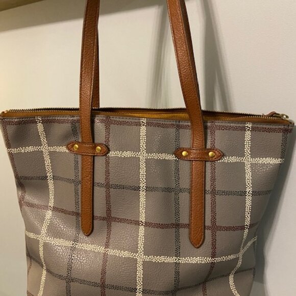 Grey Printed Fossil Tote Bag - Picture 3 of 3